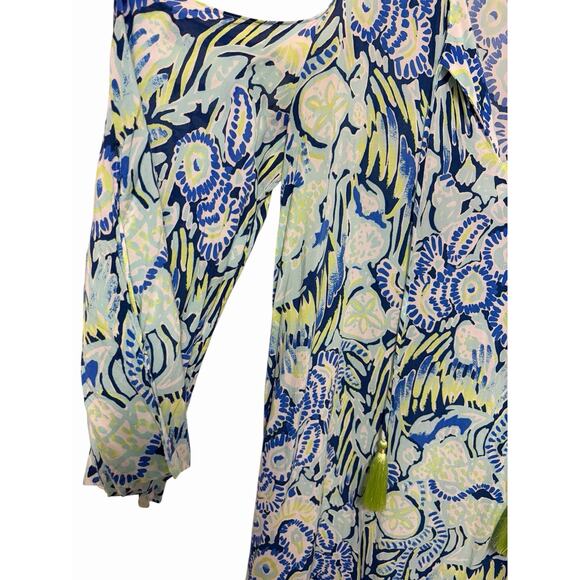 Lilly Pulitzer Benicia Open Shoulder Dress V Neck Rayon Resort Wear Beach Large - Picture 5 of 8